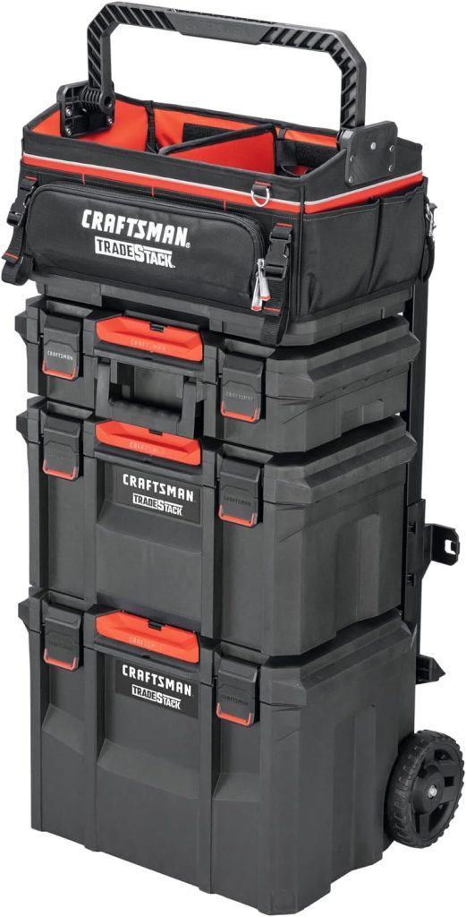CRAFTSMAN TRADESTACK System Tool Bag, Waterproof, 1680D Fabric, 57 Pockets, Open Mouth Tote, CMST21451