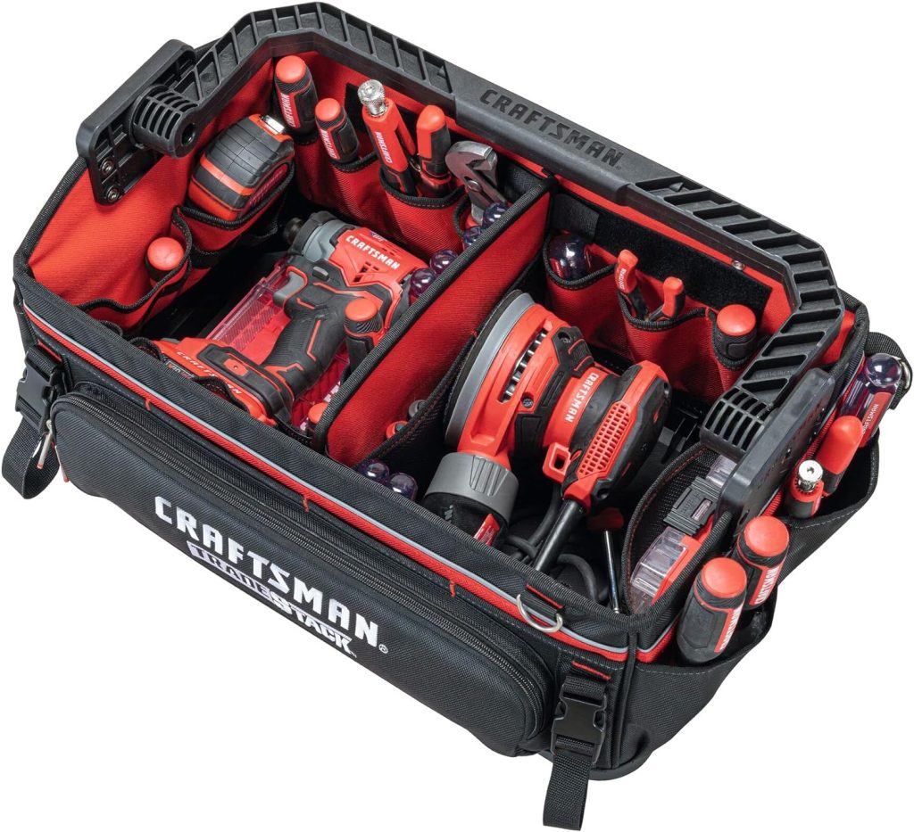CRAFTSMAN TRADESTACK System Tool Bag, Waterproof, 1680D Fabric, 57 Pockets, Open Mouth Tote, CMST21451