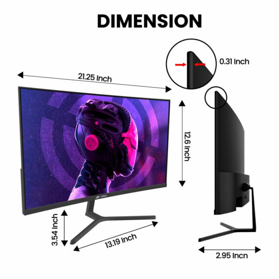 CRUA 24" Curved Gaming Monitor FHD 1080P, 180Hz, AMD FreeSync, VA Panel, HDMI/DP Ports, Black