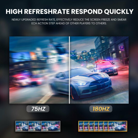 CRUA 24" 180Hz Curved Gaming Monitor - FHD 1080P Frameless Computer Monitor, AMD Freesync, Low Motion Blur,Dp&Hdmi Port, Black