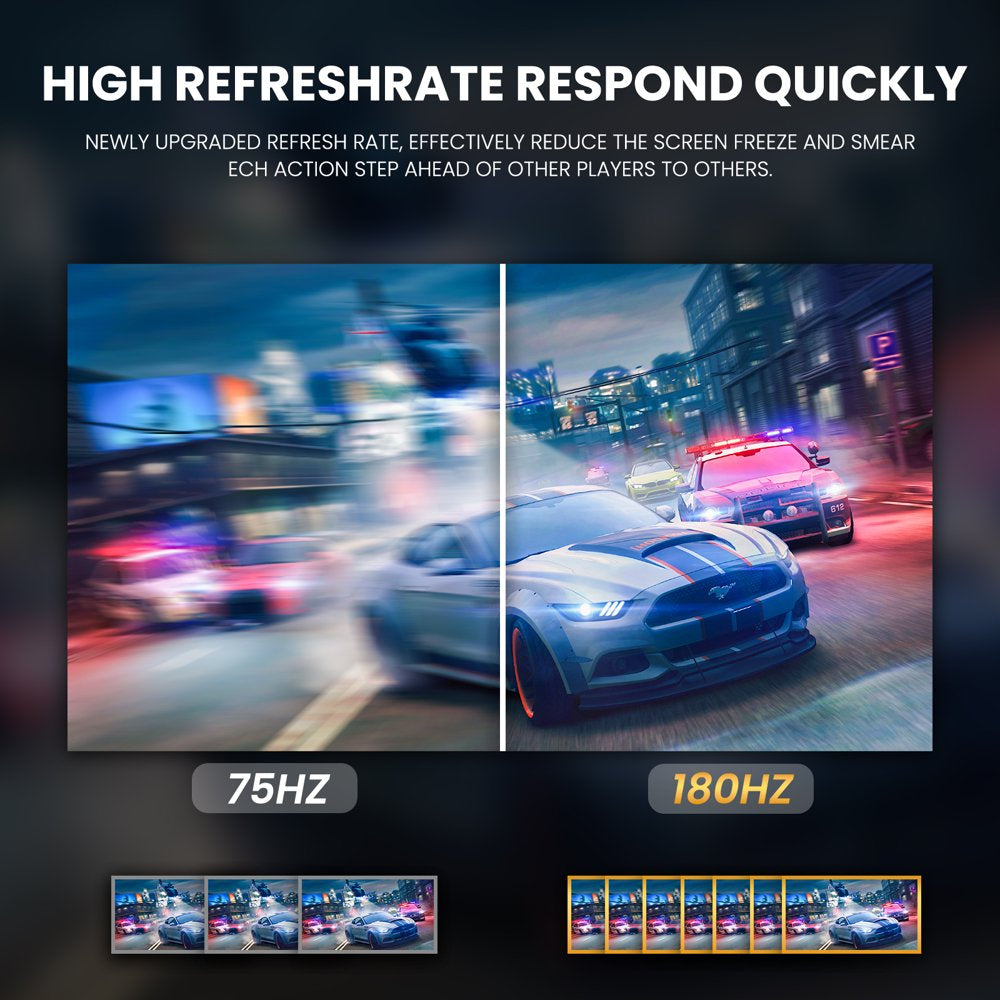 CRUA 24" 180Hz Curved Gaming Monitor - FHD 1080P Frameless Computer Monitor, AMD Freesync, Low Motion Blur,Dp&Hdmi Port, Black