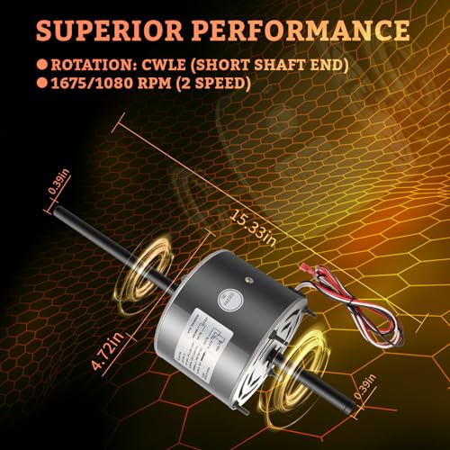 D1092  7184-0156  1468-306 RV AC Fan Motor Compatible with Coleman Mach 6000 & 8000 Series AC Units  48014  48064  48203 etc  Replaces 7855MVA-A11U  7184-0432  1468-3069 etc 1/3 HP  115 Volts