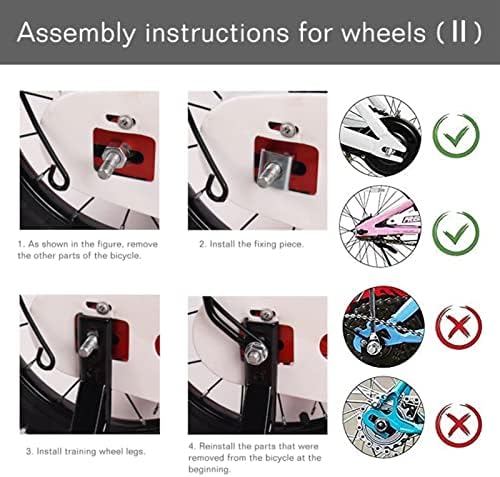 DDJKCZ Bike Training Wheels Flash Mute Big Wheel Compatible for 12 14 16 18 20 inch Single Speed Bicycle (Pink)