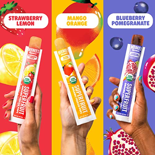 DeeBee's Organics Classic SuperFruit Freezie Pops No Added Sugars No Artificial Flavors or Colors (Pack of 50)