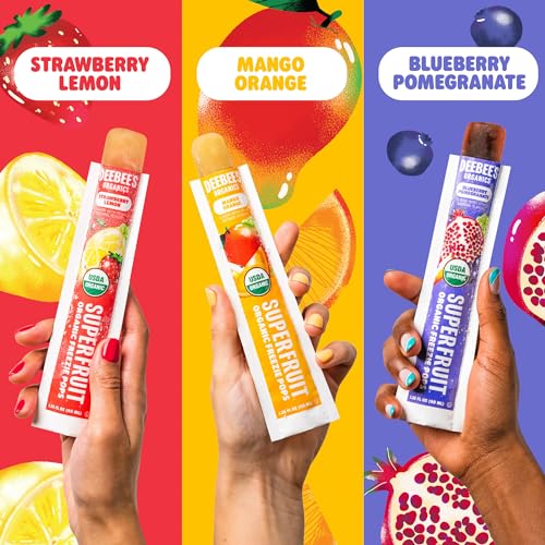 DeeBee's Organics SuperFruit Freezie Pops Variety Pack No Added Sugars No Artificial Flavors or Colors (Pack of 50)