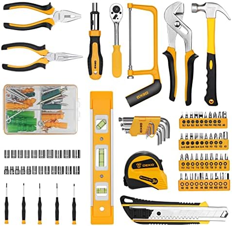 DEKOPRO 228 Piece Socket Wrench Auto Repair Tool Combination Package Mixed Tool Set Hand Tool Kit with Plastic Toolbox Storage Case