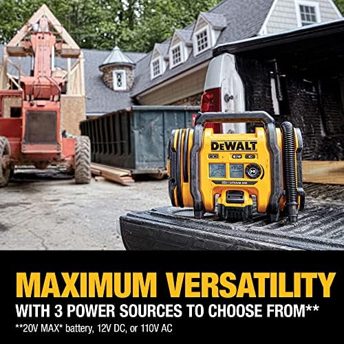 DEWALT 20V MAX Tire Inflator  Compact and Portable  Automatic Shut Off  LED Light  Bare Tool Only (DCC020IB)