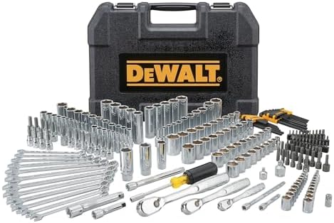 DEWALT Mechanic Tool Set 247-Piece 1/4 in. 3/8 in. and 1/2 in. Drive SAE Ratchets Sockets Hex Keys Combination Wrenches Polish Chrome Finish (DWMT81535)