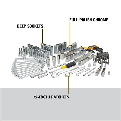 DEWALT Mechanic Tool Set  247-Piece  1/4 in.  3/8 in. and 1/2 in. Drive  SAE  Ratchets  Sockets  Hex Keys  Combination Wrenches  Polish Chrome Finish (DWMT81535)