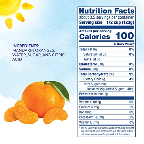 Dole Canned Fruit  Mandarin Oranges in Light Syrup  Gluten Free  Pantry Staples  15 Oz  12 Count