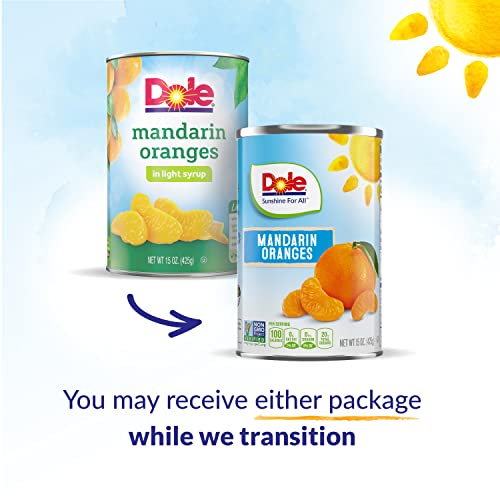 Dole Canned Fruit Mandarin Oranges in Light Syrup Gluten Free Pantry Staples 15 Oz 12 Count