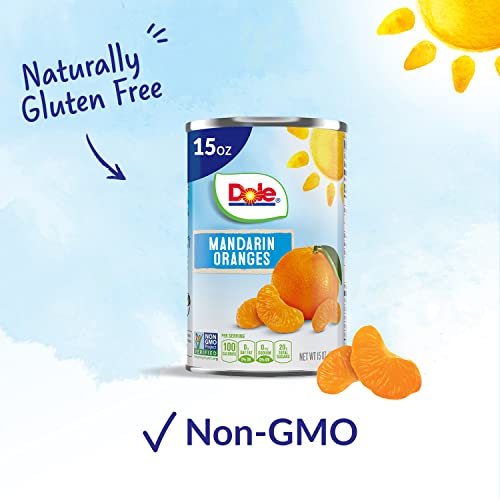 Dole Canned Fruit  Mandarin Oranges in Light Syrup  Gluten Free  Pantry Staples  15 Oz  12 Count