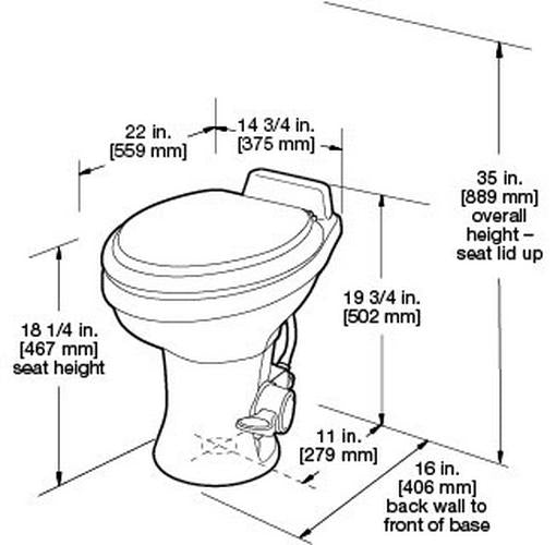 Dometic 302320081 320 Series Standard Height RV Toilet, White