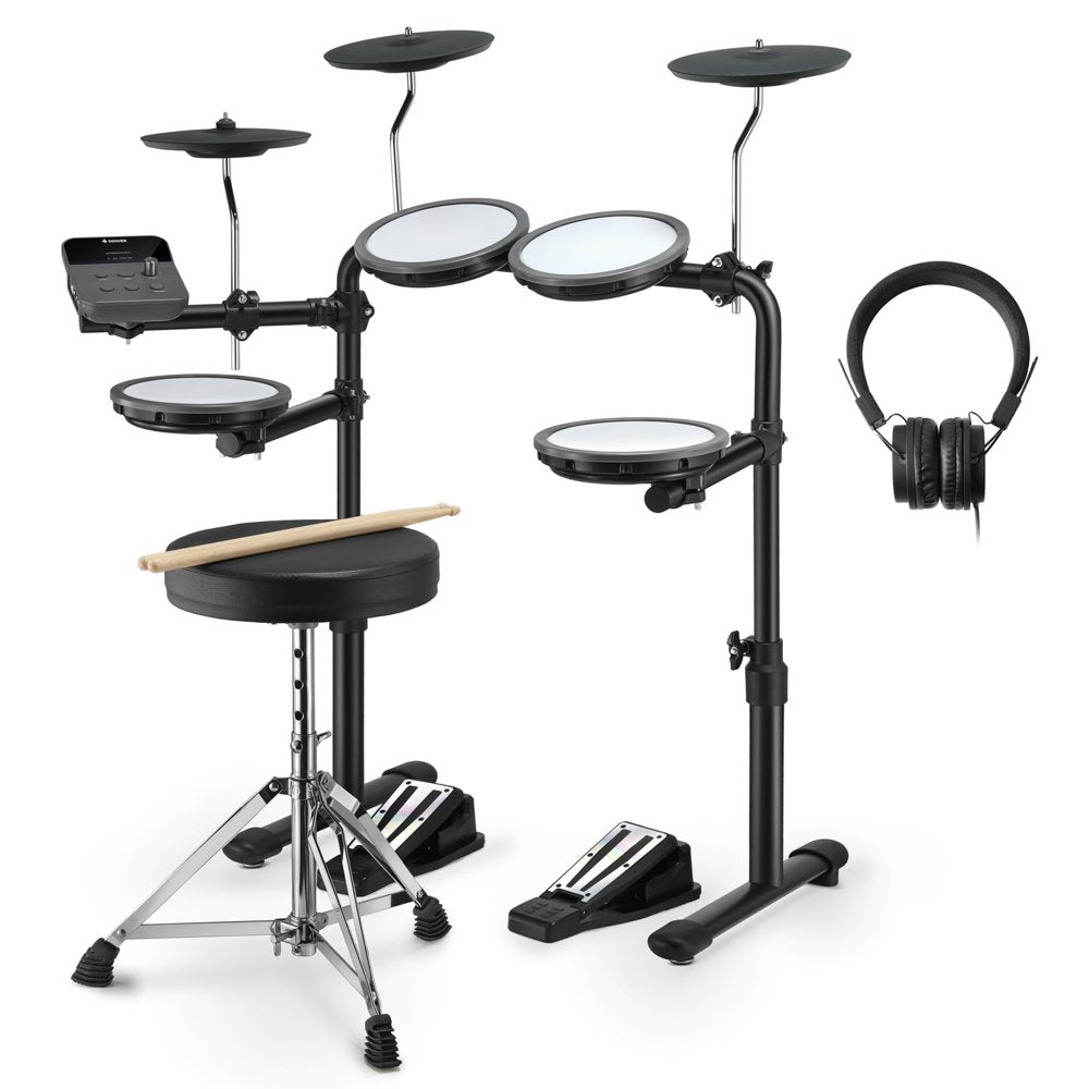 Donner DED-70 Kids Electric Drum Set, 68+ Sounds, Quiet Mesh Pads, Beginner-Friendly, Portable, Includes Drum Sticks & Headphones