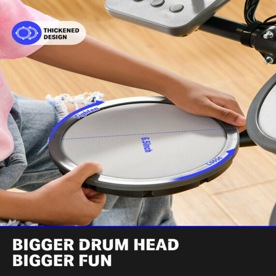 Donner DED-70 Kids Electric Drum Set, 68+ Sounds, Quiet Mesh Pads, Beginner-Friendly, Portable, Includes Drum Sticks & Headphones