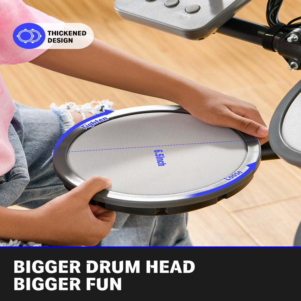 Donner DED-70 Kids Electric Drum Set, 68+ Sounds, Quiet Mesh Pads, Beginner-Friendly, Portable, Includes Drum Sticks & Headphones