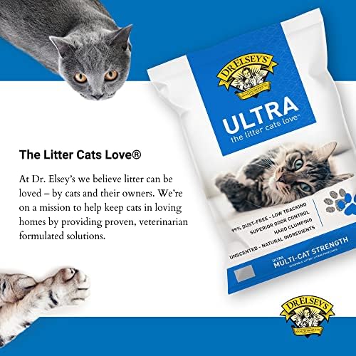 Dr. Elsey’s Premium Clumping Cat Litter - Ultra - 99.9% Dust-Free  Low Tracking  Hard Clumping  Superior Odor Control  Unscented & Natural Ingredients