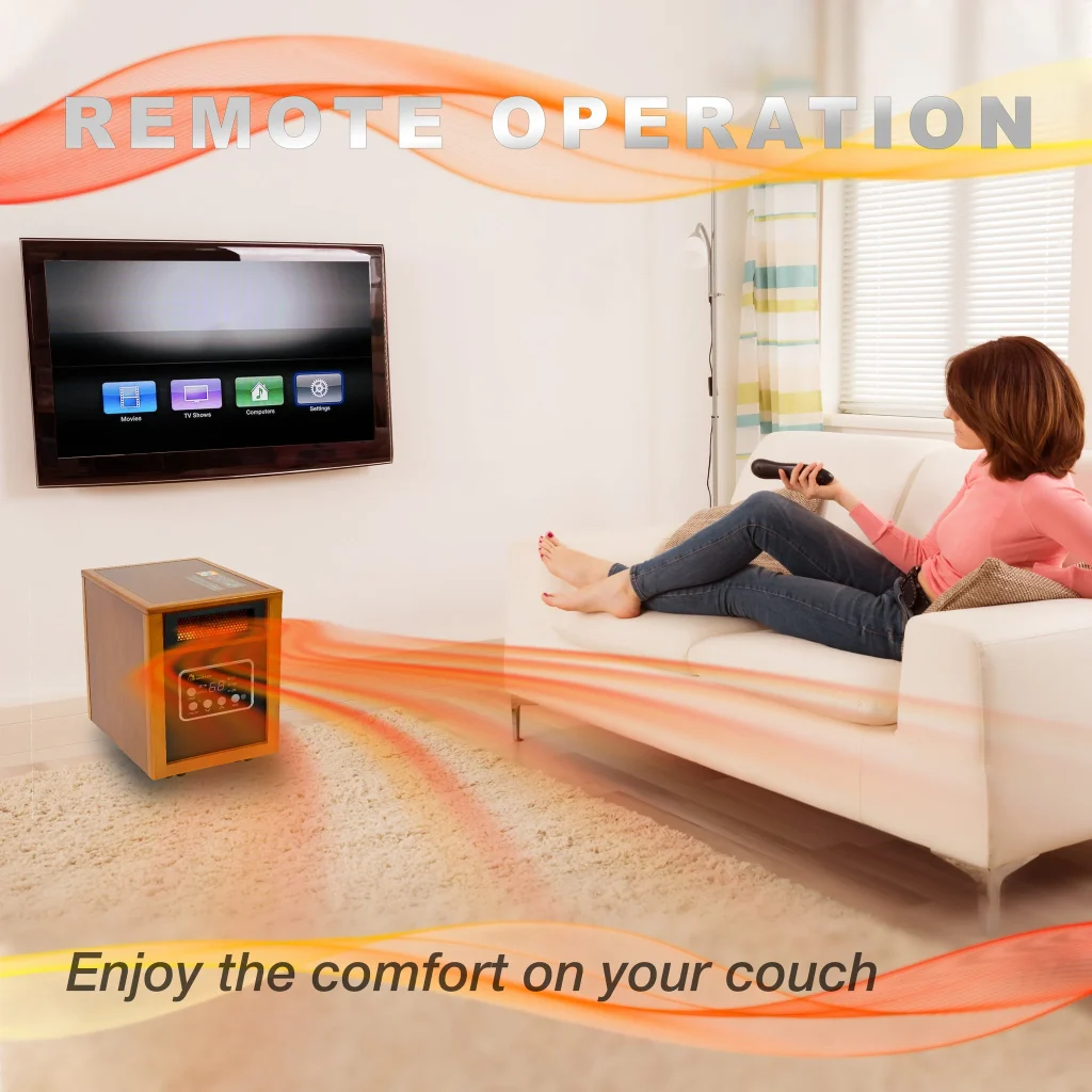 Dr. Infrared Heater 1500W Quartz Cabinet Indoor Electric Space Heater with Thermostat & Remote