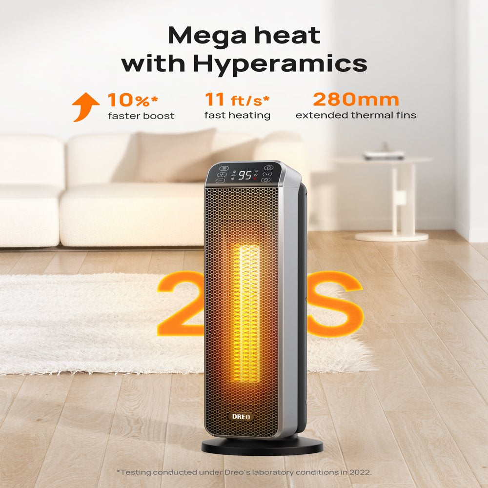 Dreo 24″ Oscillating Tower Space Heater, 1500W Fast Quiet Heating, Remote Control, 5 Modes, Safe & Reliable