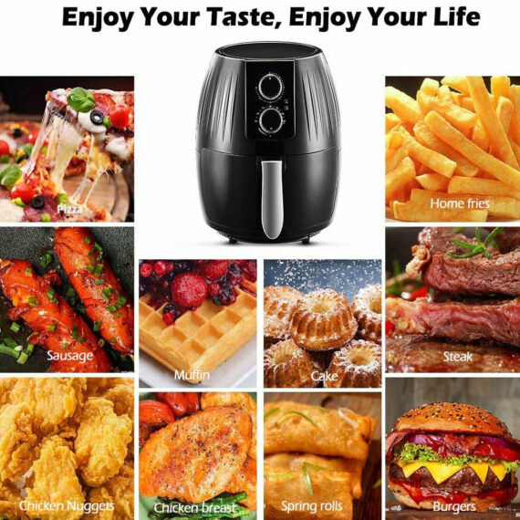 EASELAND Air Fryer, 5.8 Qt Electric Hot Air Fryers Oven with Knob, Kitchen Appliances, 360 Air Circulation Heating, Non-Stick Basket, Recipes, UL Certified, 1300W, Black