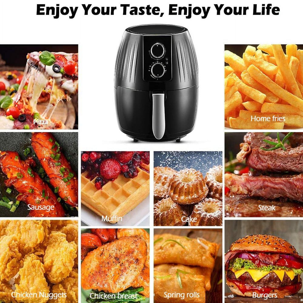 EASELAND Air Fryer, 5.8 Qt Electric Hot Air Fryers Oven with Knob, Kitchen Appliances, 360 Air Circulation Heating, Non-Stick Basket, Recipes, UL Certified, 1300W, Black