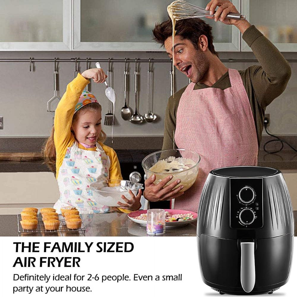 EASELAND Air Fryer, 5.8 Qt Electric Hot Air Fryers Oven with Knob, Kitchen Appliances, 360 Air Circulation Heating, Non-Stick Basket, Recipes, UL Certified, 1300W, Black