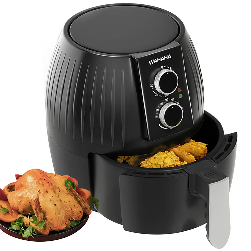 EASELAND Air Fryer, 5.8 Qt Electric Hot Air Fryers Oven with Knob, Kitchen Appliances, 360 Air Circulation Heating, Non-Stick Basket, Recipes, UL Certified, 1300W, Black