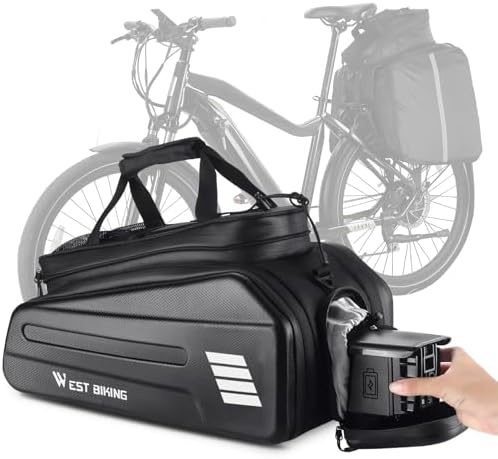 Ebike Battery Bag - Hard Shell E Bike Rack Bag  30L Electric Bicycle Rear Rack Bag  Multifunction Large Pannier for Bicycle  Electric Bike Rear Seat Bag Bike Trunk Bag for Bike Accessories
