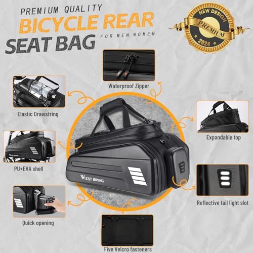 Ebike Battery Bag - Hard Shell E Bike Rack Bag  30L Electric Bicycle Rear Rack Bag  Multifunction Large Pannier for Bicycle  Electric Bike Rear Seat Bag Bike Trunk Bag for Bike Accessories