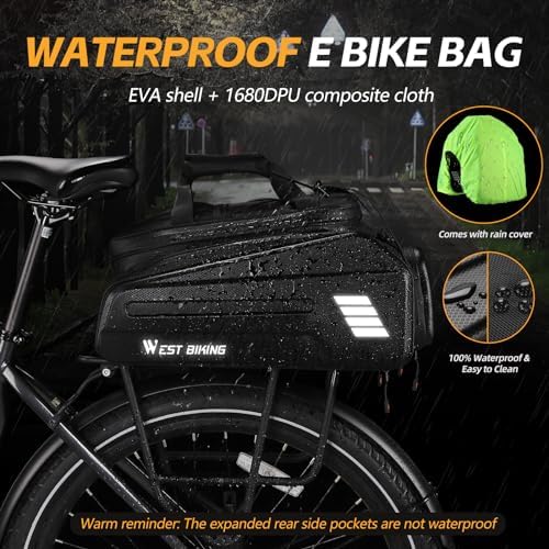 Ebike Battery Bag - Hard Shell E Bike Rack Bag  30L Electric Bicycle Rear Rack Bag  Multifunction Large Pannier for Bicycle  Electric Bike Rear Seat Bag Bike Trunk Bag for Bike Accessories