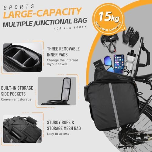 Ebike Battery Bag - Hard Shell E Bike Rack Bag  30L Electric Bicycle Rear Rack Bag  Multifunction Large Pannier for Bicycle  Electric Bike Rear Seat Bag Bike Trunk Bag for Bike Accessories