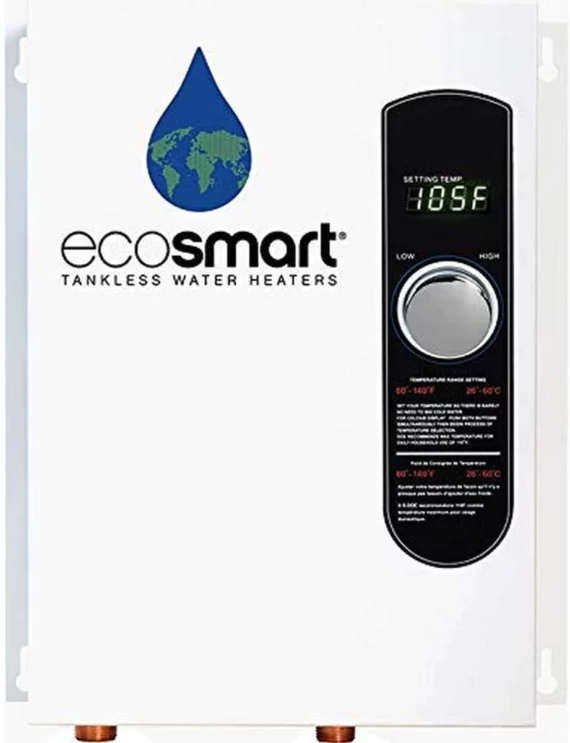 EcoSmart ECO 18 Electric Tankless Water Heater, 18KW 240V, Self-Modulating, LED Display, White