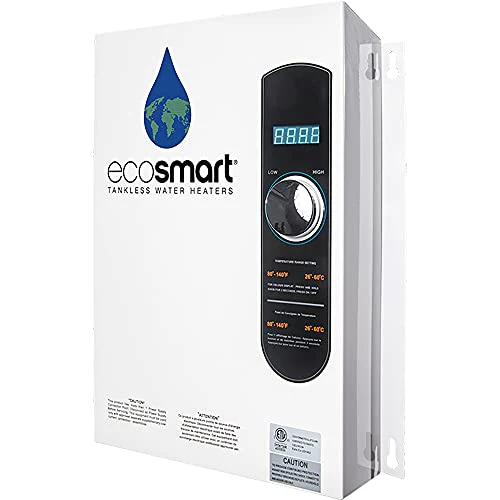 EcoSmart ECO 18 Electric Tankless Water Heater, 18KW 240V, Self-Modulating, LED Display, White
