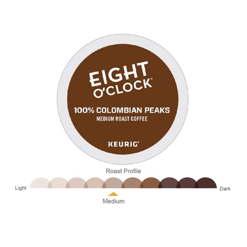 Eight O'Clock Colombian Peaks Medium Roast Coffee K-Cup Pods, 96 Count, 100% Arabica