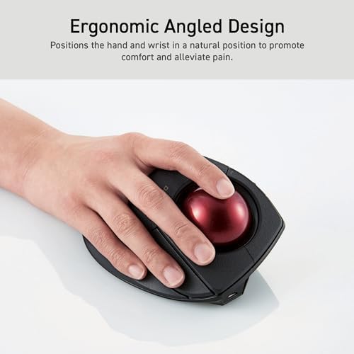 ELECOM DEFT PRO Trackball Mouse  Wired  Wireless  Bluetooth 3 Types Connection  Ergonomic Design  8-Button Function  Red Ball  Windows11  MacOS (M-DPT1MRXBK)