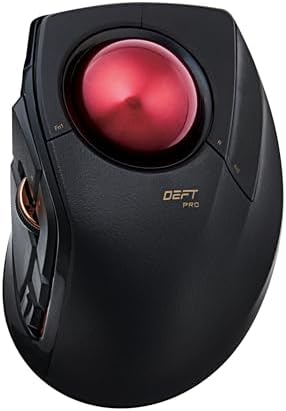 ELECOM DEFT PRO Trackball Mouse  Wired  Wireless  Bluetooth 3 Types Connection  Ergonomic Design  8-Button Function  Red Ball  Windows11  MacOS (M-DPT1MRXBK)