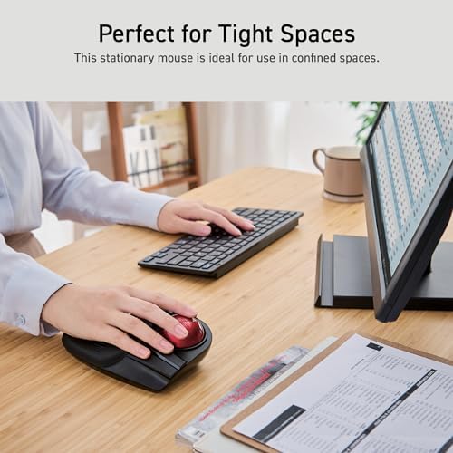 ELECOM HUGE Trackball  2.4GHz Wireless USB  Index Finger Control  Customizable 8-Button  Large Soft Palm Rest  52mm Ball  Windows PC Mac (M-HT1DRBK)