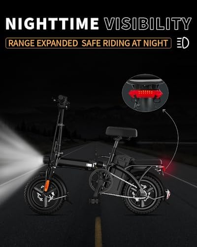 Electric Bike for Adults  Ebike 14" Folding Electric Bike 350W 36V 12Ah Built-in Battery 20MPH 20+Miles 3 Riding Modes  Commuting