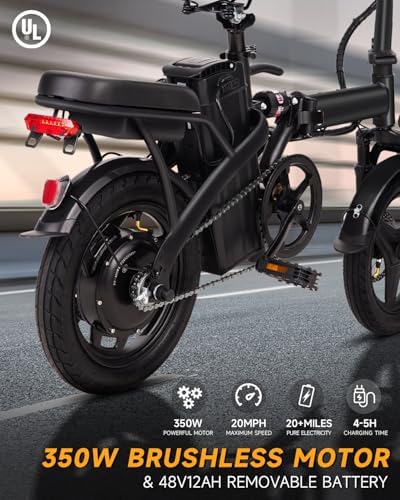 Electric Bike for Adults Folding Ebike Electric Bicycle with Removable Battery  20MPH Commuting Electric Bike  High Brushless Gear Motor