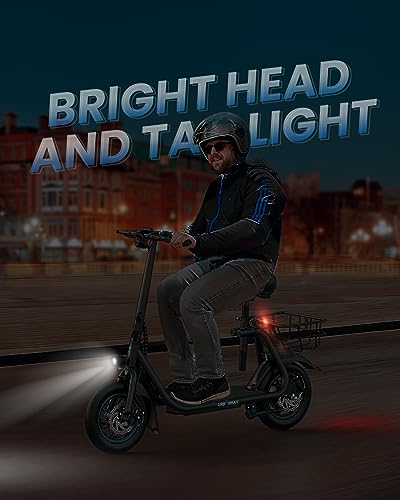Electric Scooter with Seat, 450W Powerful Motor up to 22 Miles Range