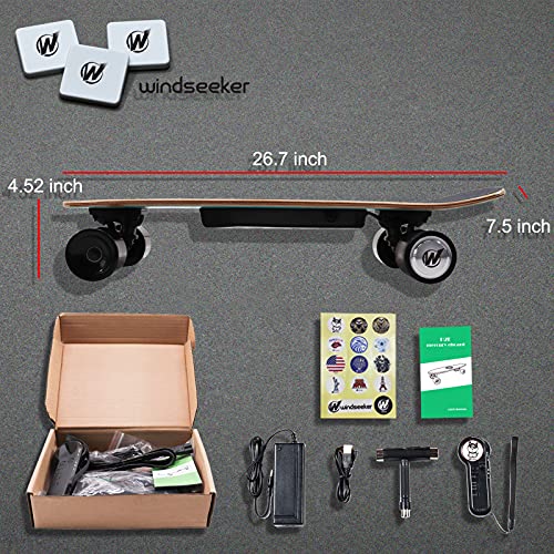 Electric Skateboard with Remote Control for Beginners Cruiser E-Ska with DIY Stickers