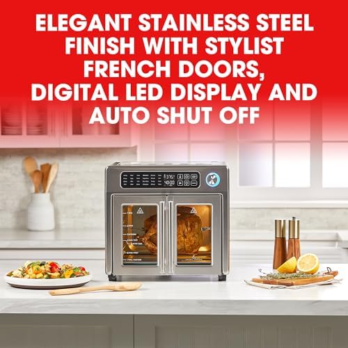 Emeril Lagasse 26 QT Extra Large Air Fryer Convection Toaster Oven with French Doors Stainless Steel
