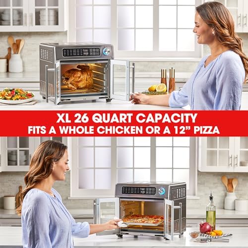 Emeril Lagasse 26 QT Extra Large Air Fryer Convection Toaster Oven with French Doors Stainless Steel