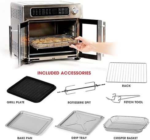 Emeril Lagasse 26 QT Extra Large Air Fryer  Convection Toaster Oven with French Doors  Stainless Steel