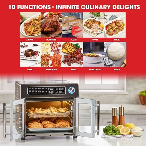 Emeril Lagasse 26 QT Extra Large Air Fryer Convection Toaster Oven with French Doors Stainless Steel
