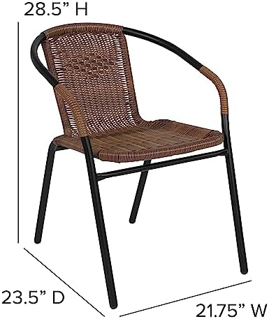 EMMA + OLIVER Dining Brown Chair | Rattan | 2 Pack | Indoor-Outdoor | Stack Chair | Medium