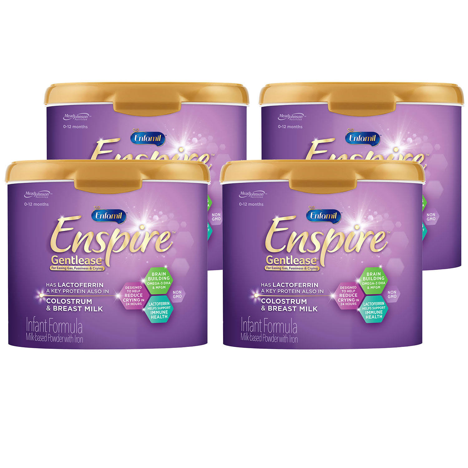 Enfamil Enspire Gentlease Infant Formula with MFGM and Lactoferrin – Powder, 20 oz Reusable Tub (4 Pack)