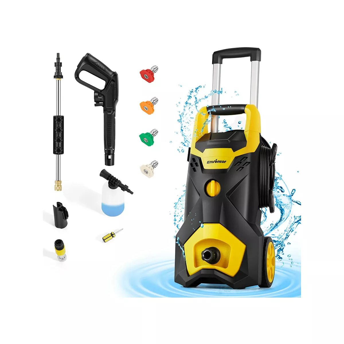 Enventor 2300 PSI Electric Portable Compact Powered Pressure Washer for Cars, Patios, Driveways