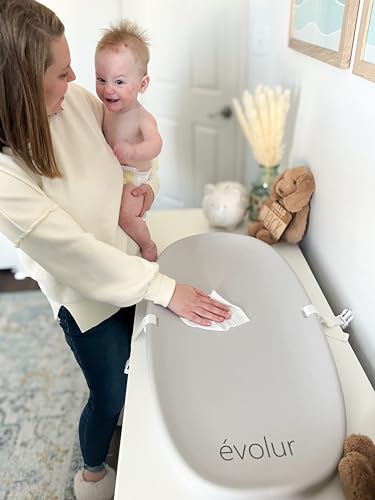 Evolur Eva Baby Changing Pad in Light Gray Soft Lightweight and Portable Changing Pad Fits All Changing Table Waterproof Firm Padding