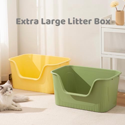 Extra Large Litter Box with High Sides 25.27″ Lx17.83 Wx13.11 H Anti-Splashing Kitty Litter Box Tool-Free Assembly Multi Cat Litter Box Jumbo Litter Box (Grey)
